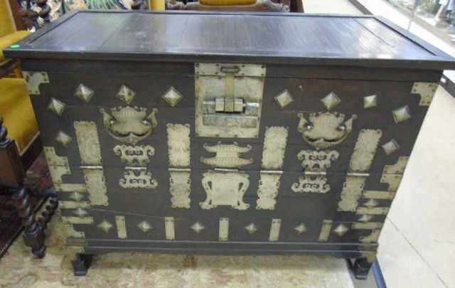 Antique Wood & Metal Korean Wedding Chest (1 of 5)