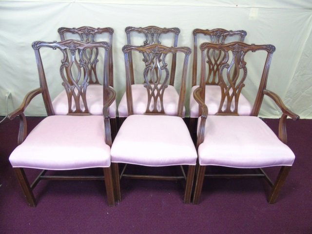 Six Hand Carved Chippendale Style Dining Chairs (1 of 5)