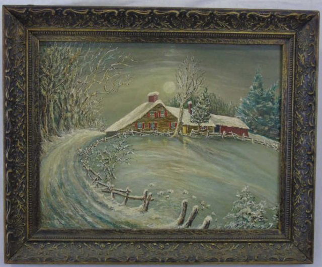 Milton Bond-Winter Scene of a House in CT (1 of 4)