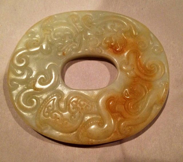 Chinese Carved Jade Oval Ring Disk (1 of 3)