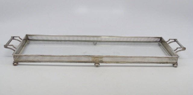 Antique Art Deco Sterling & Glass Tray w/ Gallery (1 of 6)