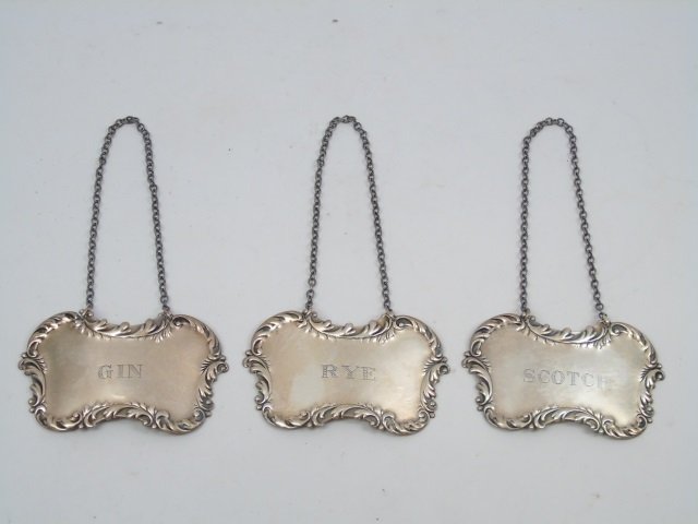Scotch / Rye / Gin Sterling Silver Decanter Labels (1 of 5)