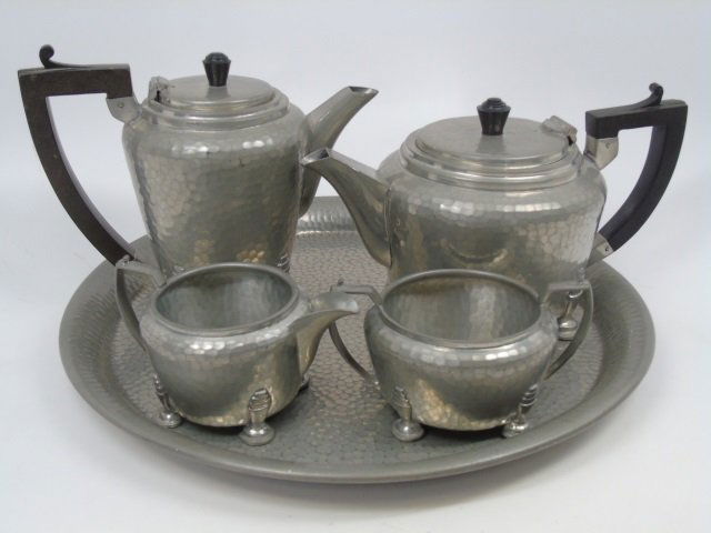 20 C Art Deco Hammered Pewter Tea Coffee Service (1 of 6)