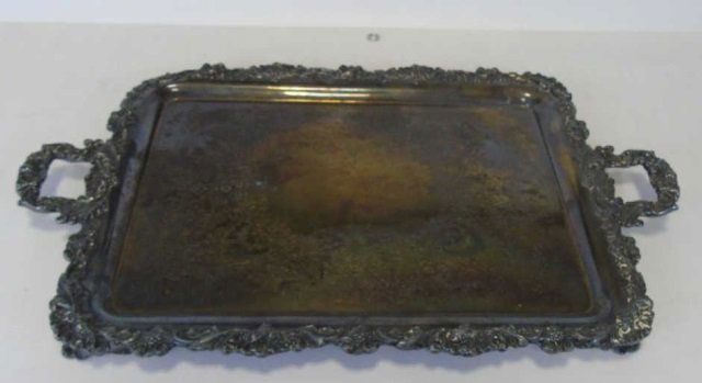 Antique Italian Baroque Style Silver Plate Tray (1 of 3)