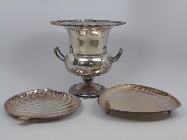 Lot of 3 Silver Plate Items Ice Bucket Trays (1 of 6)