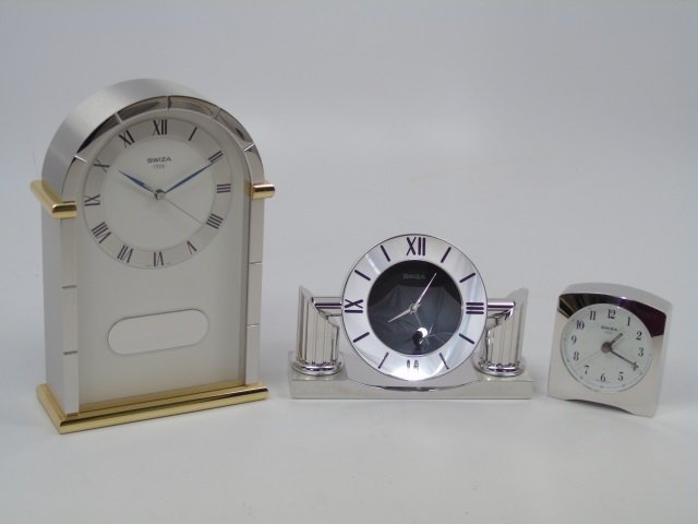 Lot of 3 NEW Swiss Made "Swiza" Table Clocks (1 of 9)