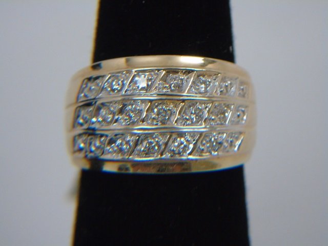 Large Vintage 14kt Yellow Gold & Diamond Band (1 of 5)
