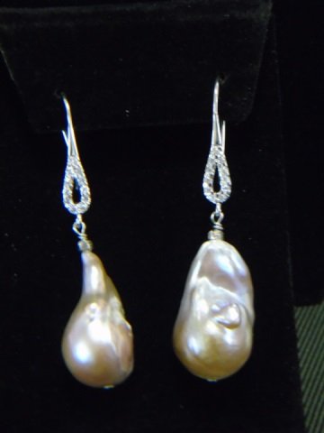 Baroque Pearl Sterling & Gemstone Pierced Earrings (1 of 3)