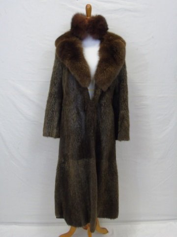 Vintage Beaver Fur Coat w/ Fox Collar & Head Band (1 of 5)