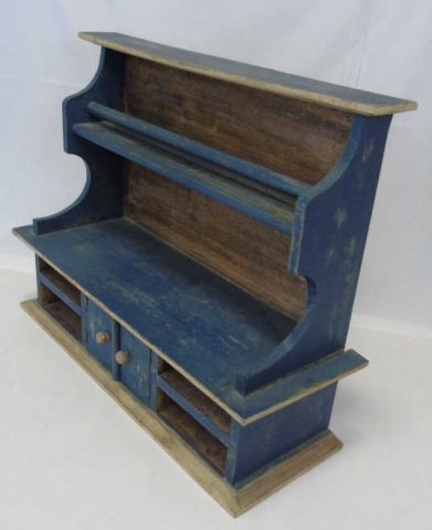 Blue Painted Wall Shelf Cabinet (1 of 3)