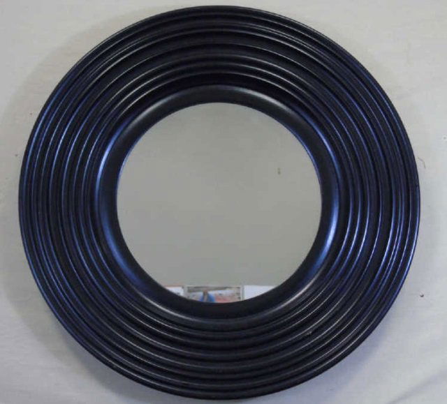 Contemporary Round Wood Framed Mirror (1 of 2)