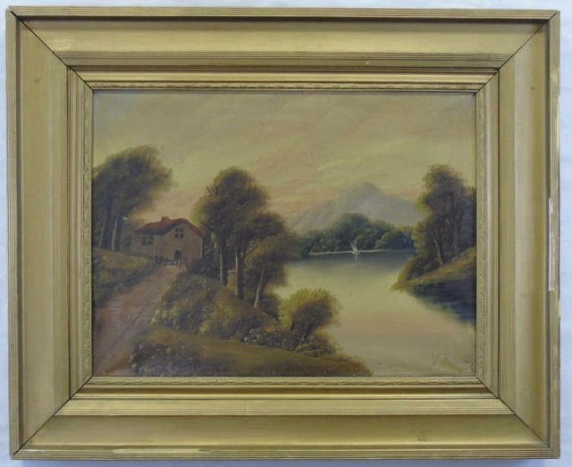 Antique 19th C American School Landscape Painting (1 of 3)