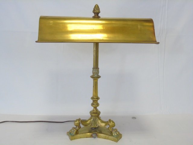 Antique Gilt Brass Claw Foot Desk Lamp (1 of 3)