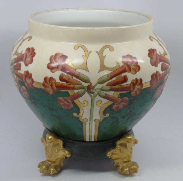 Antique French B & C Porcelain Cache Pot on Stand (1 of 3)