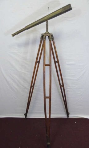 Antique Brass Telescope on Mahogany Tripod (1 of 4)