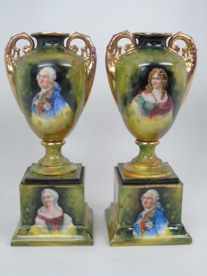 Antique Victoria Carlsbad Austria Portrait Urns (1 of 3)