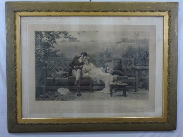 Large Antique 19th Century Engraving of a Couple (1 of 5)