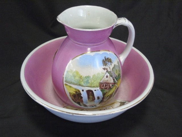 Early 20th Cent. Porcelain Wash Basin & Pitcher (1 of 6)