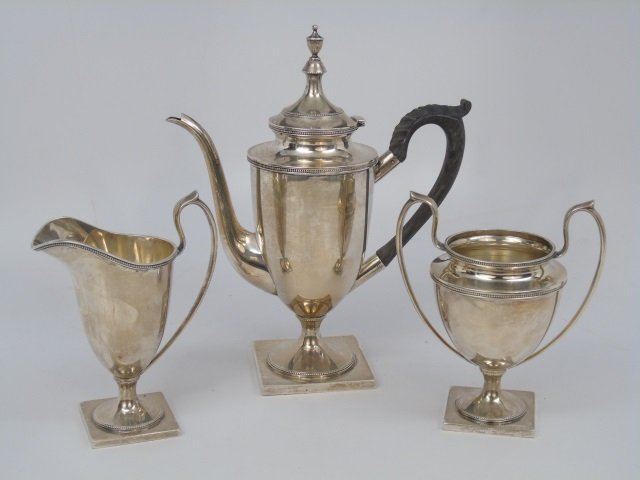 Three Piece Sterling Silver Neo Classical Tea Set (1 of 6)