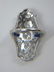 Antique Art Deco Platinum Diamond & Sapphire Ring - 3