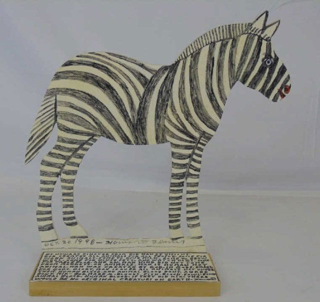 Howard Finster Cut-out Zebra Signed Dated Folk Art (1 of 4)