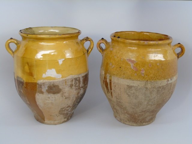 Pair Antique French Pottery Vessels (1 of 4)