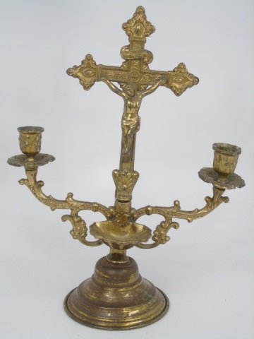 Antique Victorian Ormolu Holy Water Font Crucifix (1 of 5)
