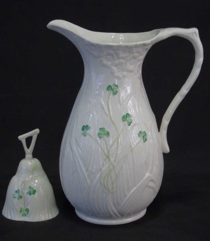 Belleek Porcelain Pitcher & Bell Shamrock Pattern (1 of 6)