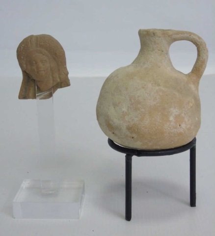 2 Ancient Israeli Terra Cotta Table Items (1 of 6)