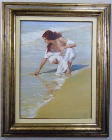 Lluis Ribas - Portrait Painting of a Lady on Beach (1 of 3)