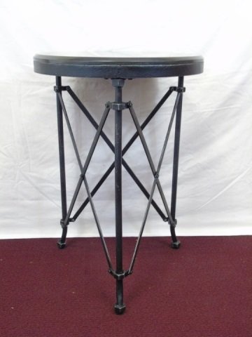 Contemporary Black Iron End Table w/ Marble Top (1 of 3)