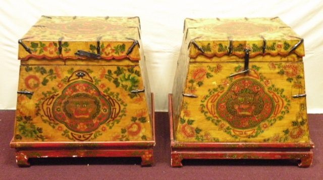 Pair of Balinese Painted End Tables (1 of 7)