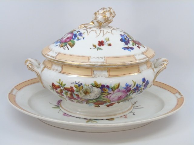 Large Antique English Hand Painted Tureen (1 of 6)