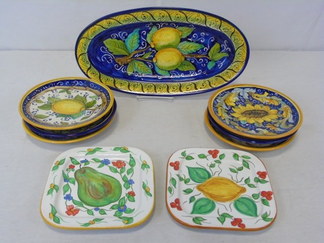 Lot of 9 Siena Painted Italian Ceramic Dishes (1 of 6)