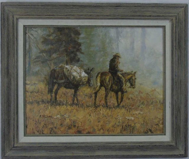 Richard Thomas- Oil Painting on Board of a Cowboy (1 of 3)