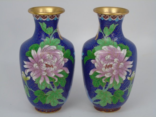 Pair Chinese Cloisonne Vases on Stands (1 of 4)