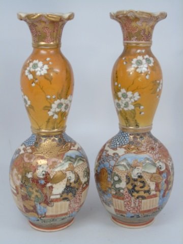 Pair Japanese Handmade Hand Painted Vases (1 of 7)