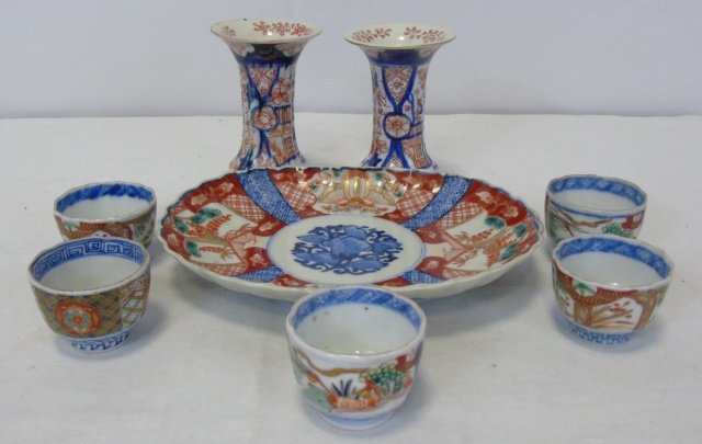 Antique Japanese Imari Sake Set  w/ Plate (1 of 9)
