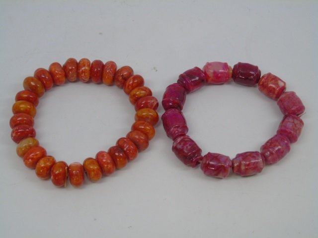 Two Chinese Carved Hardstone Beaded Bracelets (1 of 5)