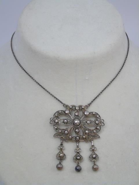 Antique Continental Silver Filigree Necklace (1 of 2)
