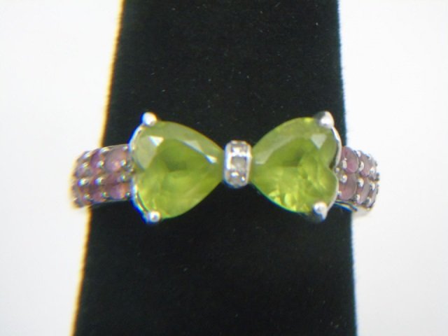 Vintage Sterling Silver Tourmaline Bow Tie Ring (1 of 4)