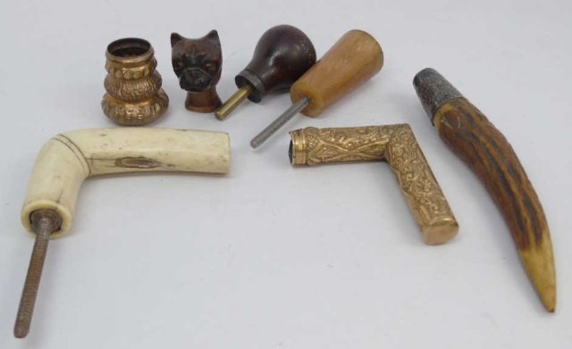 Collection of 19th C Cane / Walking Stick Handles: Collection of 19th C Cane / Walking Stick Handles. Carved horn, bone, vermeil silver, figural, dog head, etc. 19th and early 20th centuries.