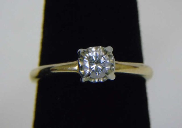 Antique Diamond Solitaire 18k Gold Engagement Ring (1 of 5)