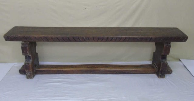 Antique Carved English Church Pew / Hall Bench (1 of 2)