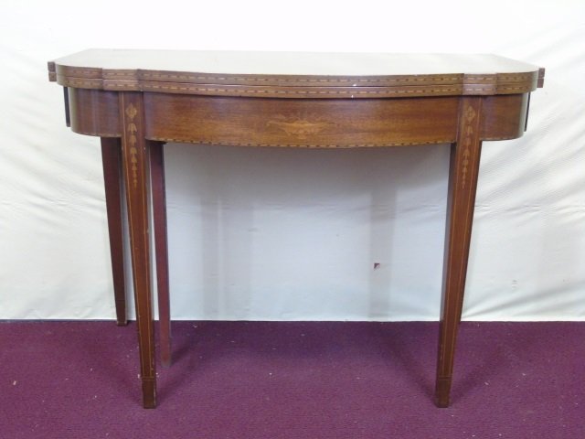 Mahogany Flip-Top Console Table Marquetry Inlay (1 of 5)