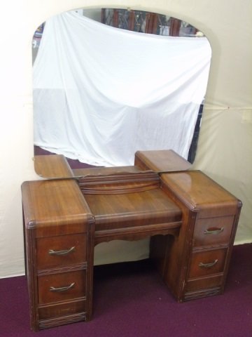 Antique C 1930s Art Deco Vanity w/ Mirror (1 of 6)