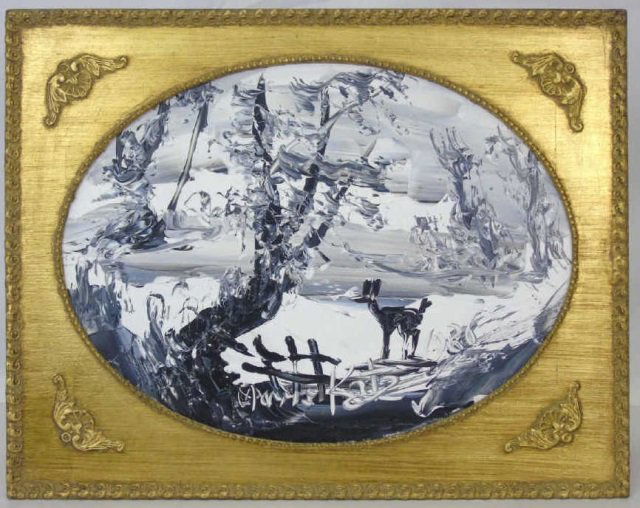 Morris Katz - Black & White Landscape w/ Deer (1 of 4)