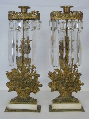 Antique Bronze & Crystal Candle Holders (1 of 6)
