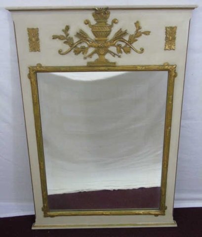 Trumeau Mirror Painted & Gilt Carved Wood (1 of 4)