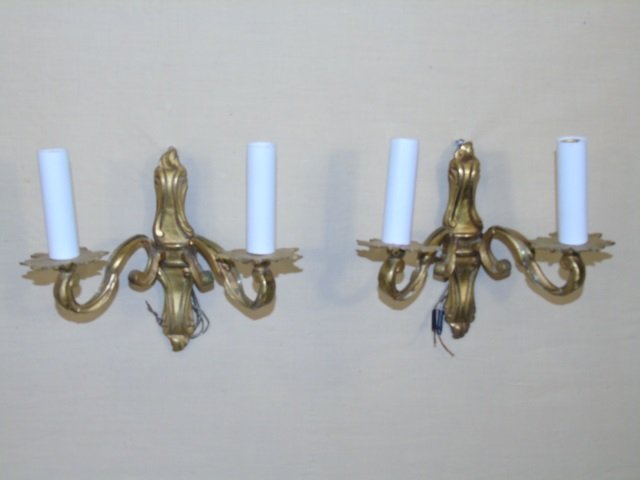 Pair Antique French Style Gilt Bronze Sconces (1 of 5)